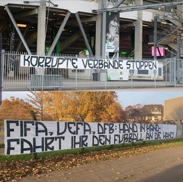 Gladbach Spruchbänder beim Länderspiel 