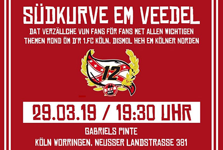 „Südkurve im Veedel!“ - 1. FC Köln | Ankündigung
