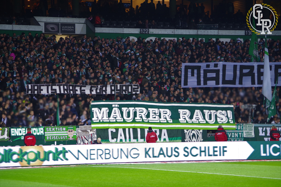 „Haftstrafe für Pyro? Mäurer raus!“ - Werder Bremen | Spruchband