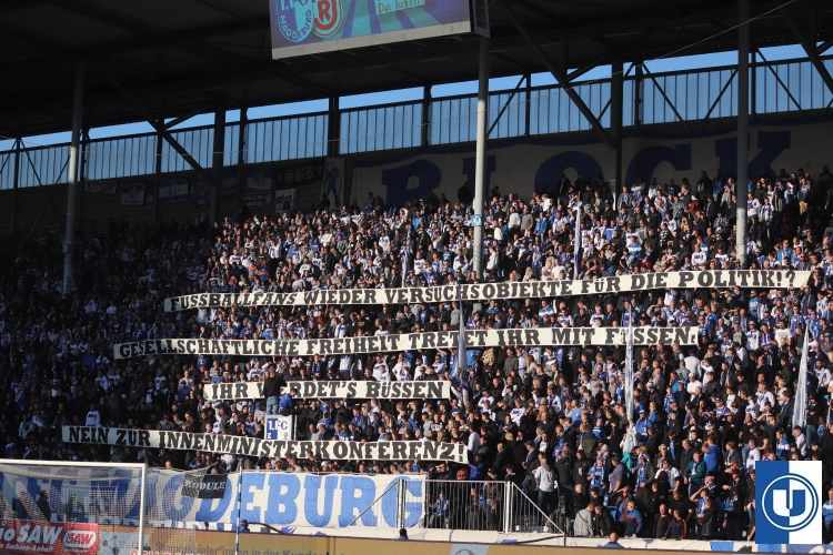 Magdeburg protestiert gegen Beuth - 1. FC Magdeburg | Spruchband - Bild 1