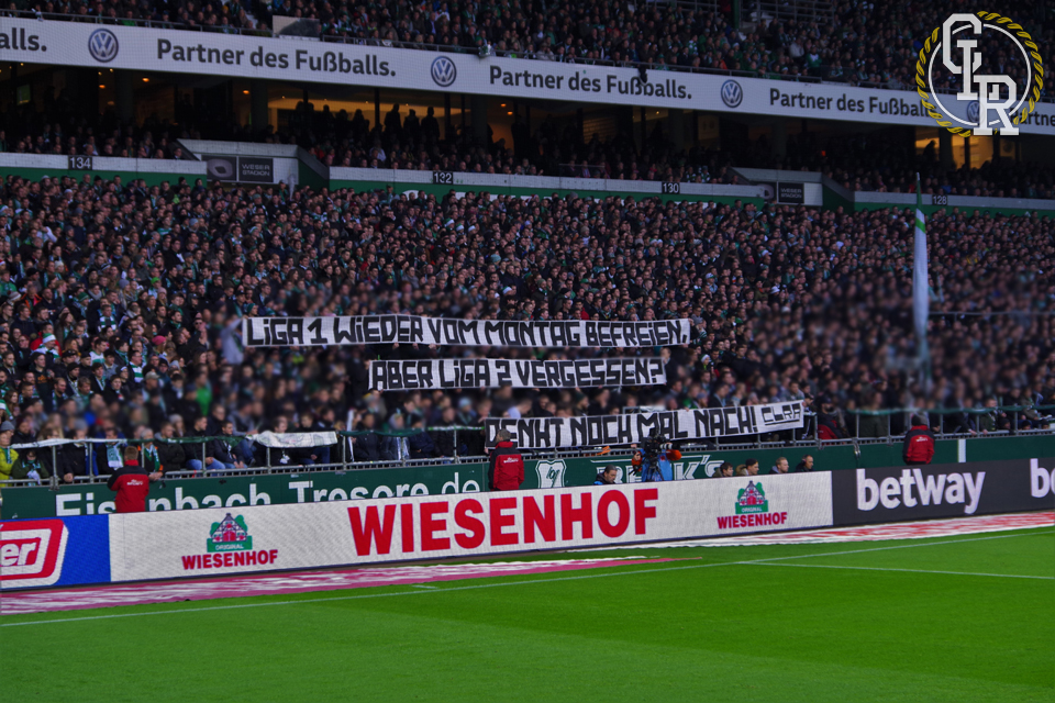 Fanszene Bremen protestiert für Abschaffung aller Montagsspiele! - Werder Bremen | Spruchband