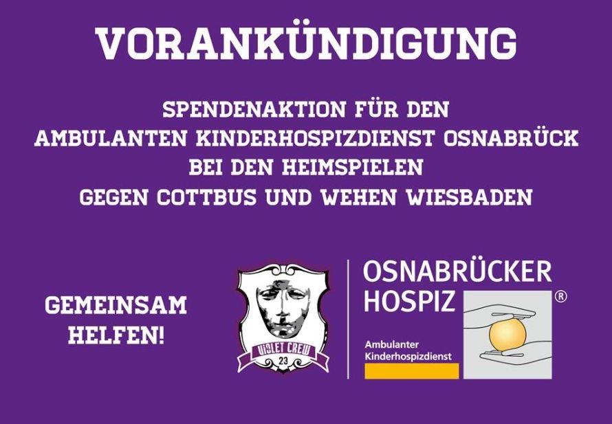 Spendenaktion bei den Heimspielen gegen Cottbus und Wiesbaden! - VfL Osnabrück | Ankündigung