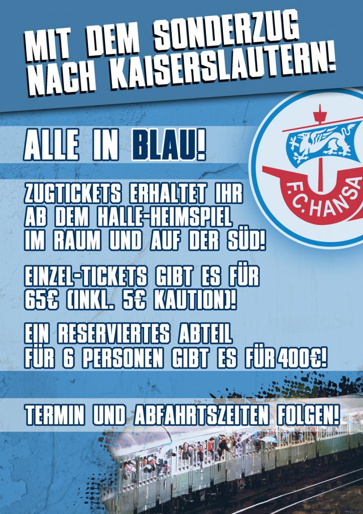 „Mit dem Sonderzug nach Kaiserslautern!“ - FC Hansa Rostock | Ankündigung