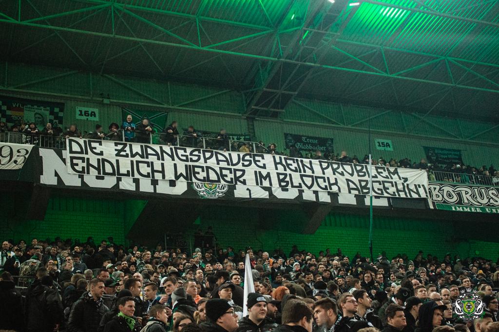 „Die Zwngspause kein Problem...“ - Borussia Mönchengladbach | Spruchband