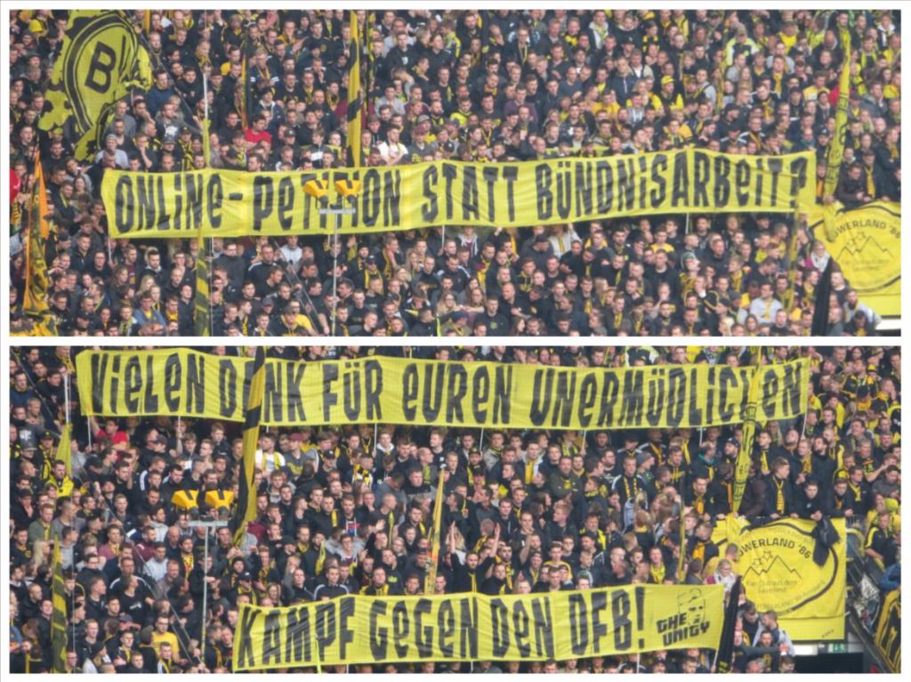 The Unity kritisieren Ultras Gelsenkirchen - Borussia Dortmund | Spruchband