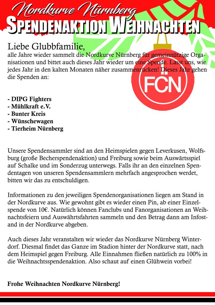 Norkurve Nürberg ruft zu Weihmachts-Spendenaktion auf! - 1. FC Nürnberg e.V. | Ankündigung