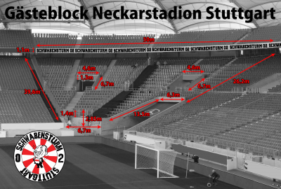 Abmessung Gästeblock Mercedes-Benz Arena Stuttgart