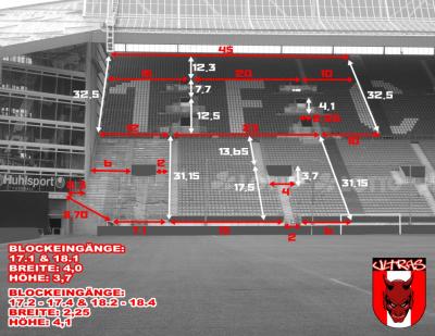 Abmessung Gästeblock Fritz-Walter-Stadion Kaiserslautern