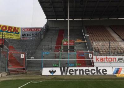 Abmessung Gästeblock Stadion der Freundschaft Cottbus