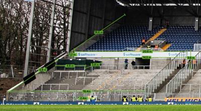 Abmessung Gästeblock Merck-Stadion am Böllenfalltor Darmstadt