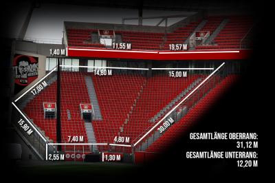 Abmessung Gästeblock BayArena Leverkusen